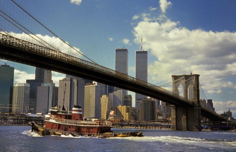 WTC: Tug, bridge and Trades     copyright Lindsay Silverman 2011