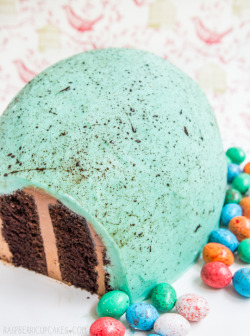 guardians-of-the-food:  Giant Chocolate Speckled Egg Cake