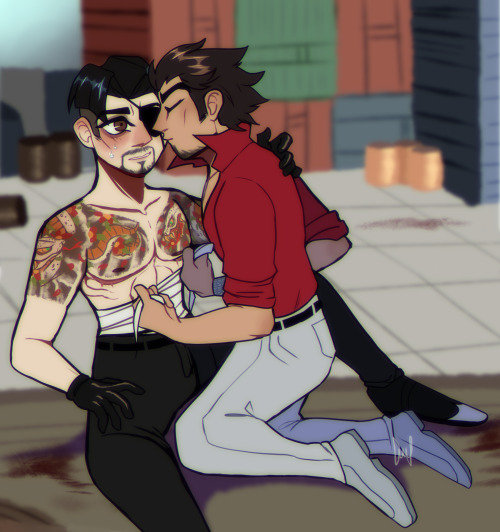 just kiryu taking care of majima&rsquo;s wounds