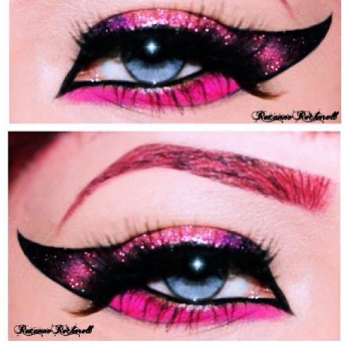 violent-lips:  Roxanne Rocknroll rocks our Pink Glitteratti #violenteyes beautifully. Love the addition of the black liner wing! http://bit.ly/11DA8tf 