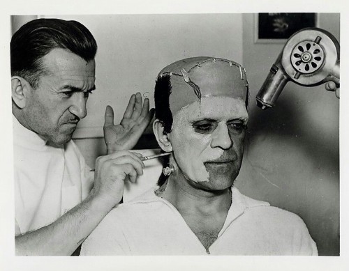 Jack Pierce transforms Boris Karloff into The Monster for Son Of Frankenstein (1939), via unive