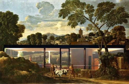 collectiondarchitectures: Sam Jacob Studio, Philip Johnson’s Glass House consumed by Poussin’s Buria