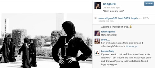 zuriya:what’s worse here? rihanna capping pics of actual hijabis in uae with that tacky af caption? 