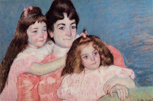 Portrait of Madame A. F. Aude and Her Two Daughters, 1899, Mary CassattMedium: pastel