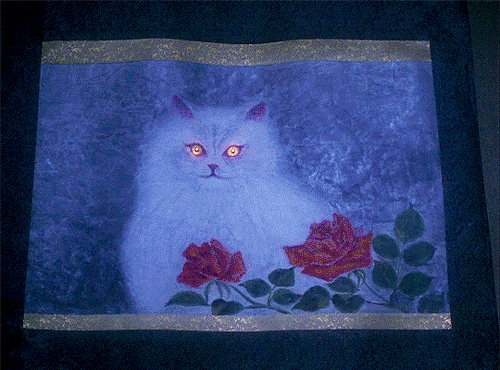 movie-gifs:    Any old cat can open a door. Only a witch cat can close a door.     Hausu (1977) Dir. Nobuhiko   Ôbayashi   
