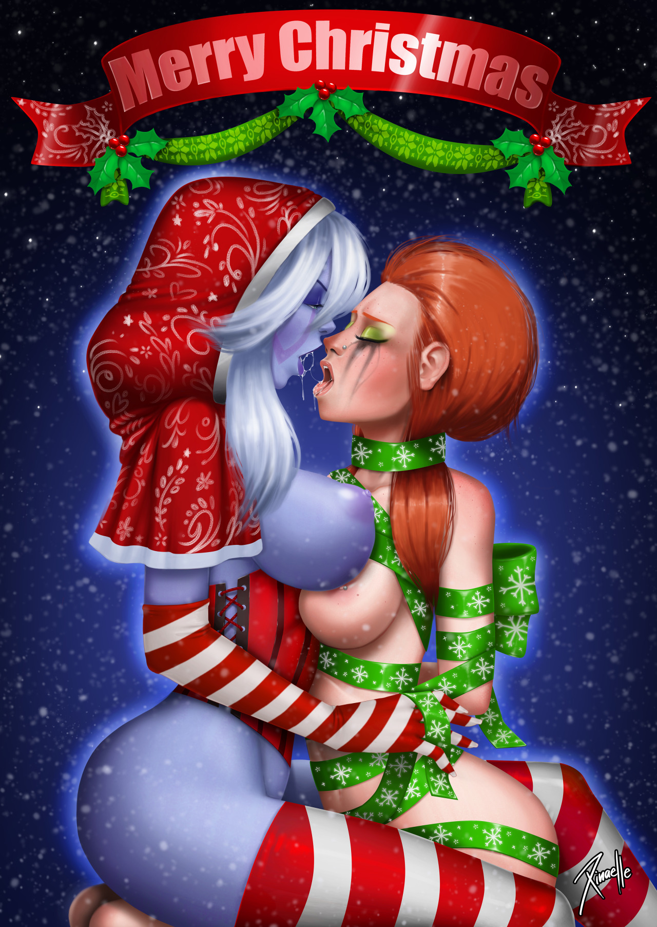   Christmas kiss   ( ˘⌣˘)♡(˘⌣˘ )     Early Christmas art with Traxex and