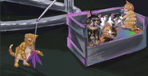 liquidxsin: A close up of Spot and her kittens because why not <3. 