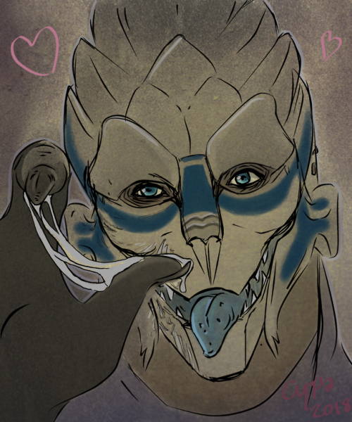 cypa:Garrus: “I know these scars drive you wild but DAMN Shepard…”Shepard: *Blushes*Doing something 