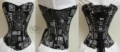 anachronisminaction:20&quot; Overbust Victorian style corset made from a black and white Star Trek P