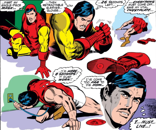 tony-stark-ing:The world’s most dramatic strip tease.Iron Man (1963) issue #50