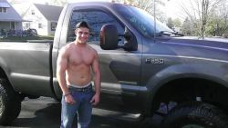 femme4masc:  “You like it, baby?” I have to admit seeing him there, in all his manliness, standing next to the huge truck he’s been dreaming about forever, was pushing all of my buttons. Plus, he just looked so happy: the sincere, unbridled glee