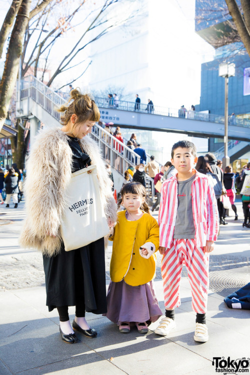 tokyo-fashion:  Stylish Japanese hair stylist Megumi - and her two children, a 4-year-old daughter and 10-year-old son - on the street in Harajuku wearing Beauty & Youth, Hermes, and Maison Margiela. Full Looks