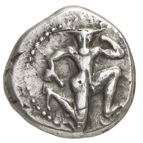 archaicwonder: Minotaur and Labyrinth Coin from Gortyn, CreteSilver stater struck in Gortyn circa 42