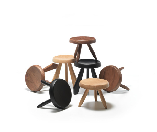 Charlotte Perriand, stool Méribel and stool Berger, 1953-61. Produced by Cassina.High stool: It take