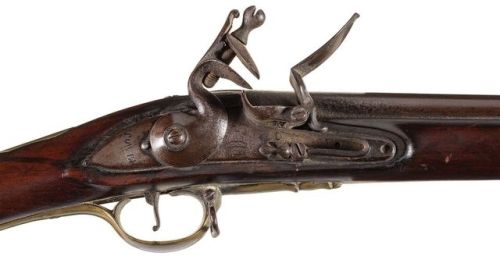 British Long Land Pattern Brown Bess flintlock musket with markings of the 16th Regiment.from Rock I