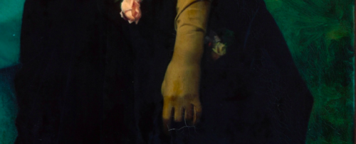 details from Portrait of Madame Lambinet (1887) Gustave Boulanger