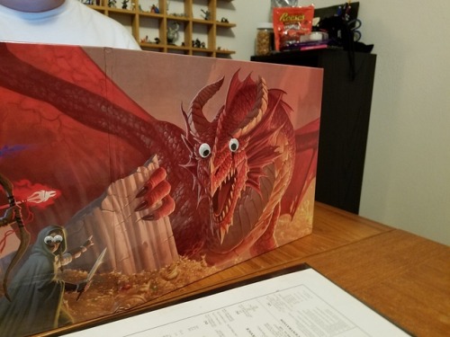 shadesofmauve:Housemate Xed’s DM screen sets the tone for some very serious gaming.