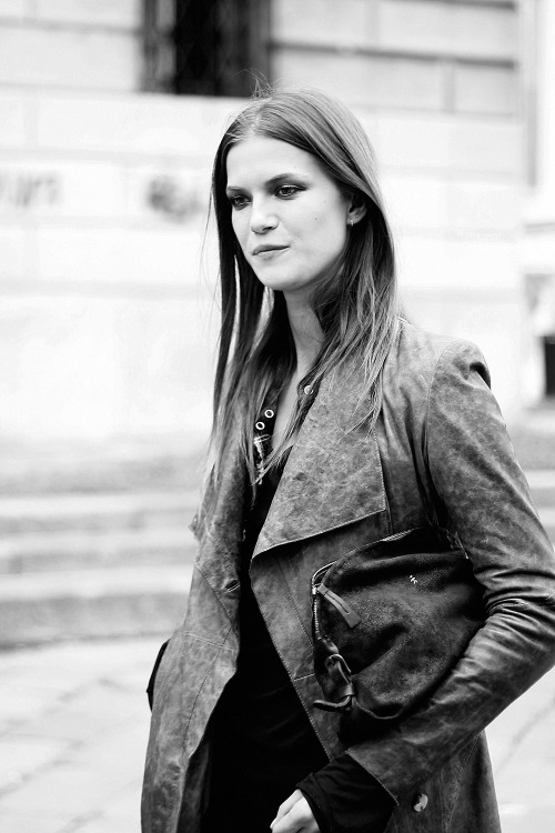 Kasia Struss leaving Roberto Cavalli / MFW ss15 street style / shot by Valentina Botta