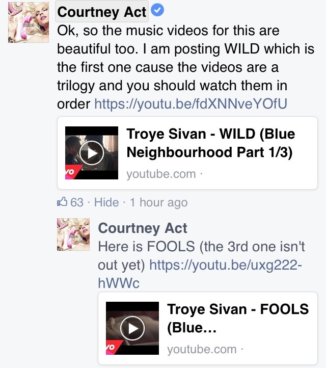 troyleryay:  courtney act is such a troye stan