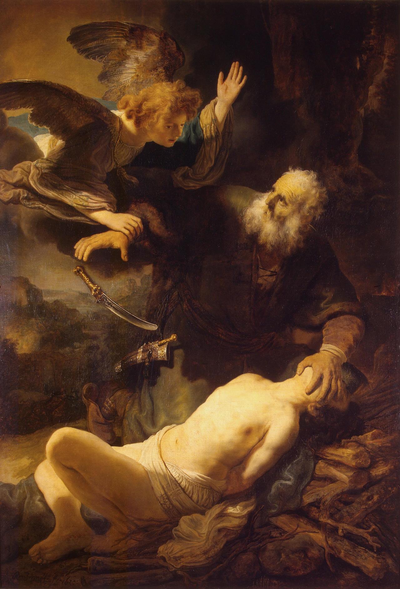 classicarte: Un ange empêche Abraham de sacrifier son fils Isaac (An angel prevents