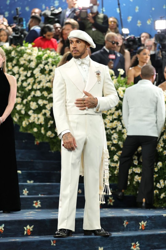Sir Lewis Hamilton Wearing An Outfit By Black Female Designer Wales Bonner At The Met Gala (2025)