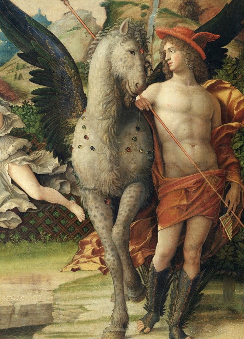 koredzas:  Andrea Mantegna - Parnassus (Mars and Venus). Detail. 1496-1497  