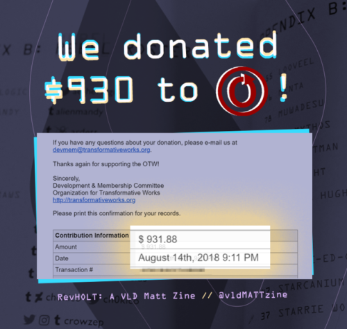 vldmattzine: vldmattzine:  RevHOLT: a VLD Matt Zine is proud to donate to the Organisation of Transf