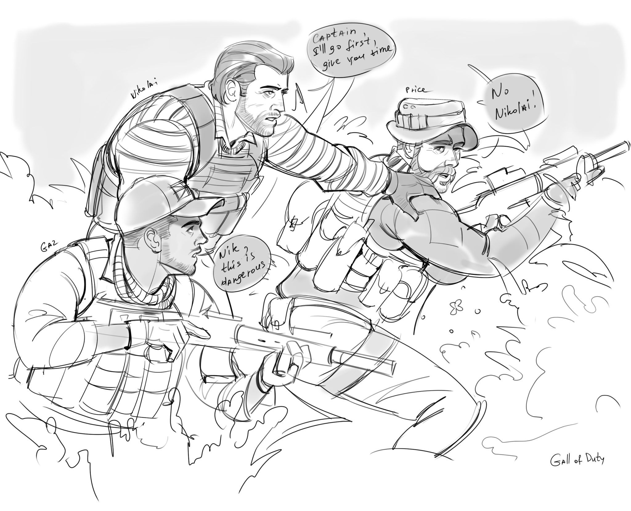 shkretart:Sketches. I love to draw Price and Nikolai, something needs to be done