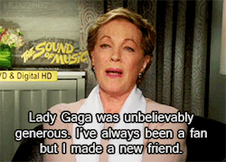 dedbae:kingofstrongstyle:lokislysander:lejazzhot:Julie Andrews on Lady Gaga’s tribute to The Sound of Music at the 87th Academy Awards, 2015.See, this is why I can’t behind anyone who slams Lady Gaga.Yeah, at first glance she seems wacky or weird,