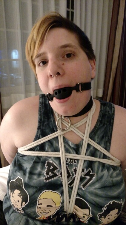 thenoblehound:Bunny enjoying a pentagram rope harness along with some simple bondage~ @iambondageb