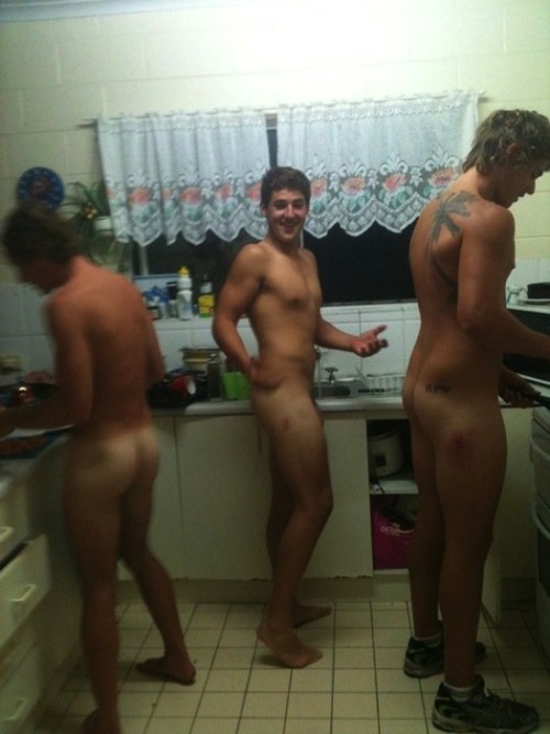 naked guys in kitchens porn pictures