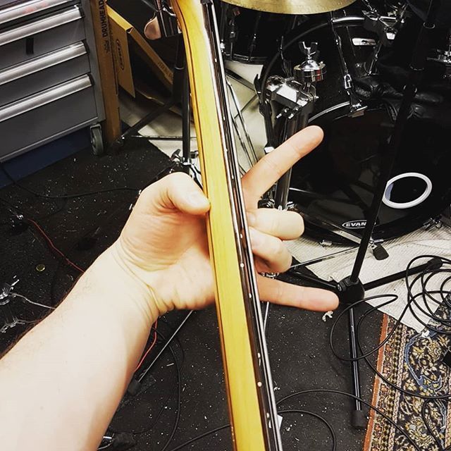 Weird to be playing on a coated neck after thrashing on the Warwick for so many years. Can’t wait to have her patched up! -@samruin #bass #bassplayer #pp #metalmusic #metalheads #metalheadsunite #finnishdeathmetal #deathmetal #deathmetalband...