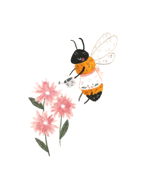ash-elizabeth-art: bees having tea and watering flowers These are both available as downloadable a