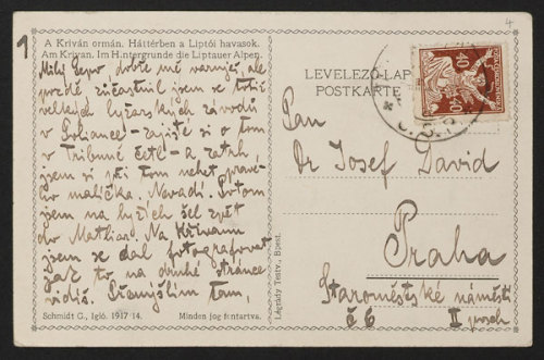 franzkavka: A 1921 postcard to Kafka’s brother-in-law, Josef David. This is one of the few exa