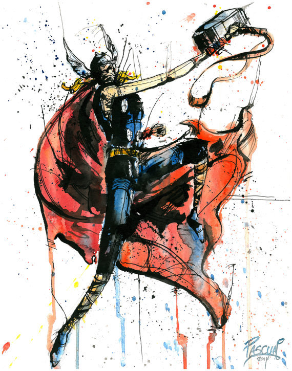 league-of-extraordinarycomics: Superhero Watercolor Paintings Created by Pascual