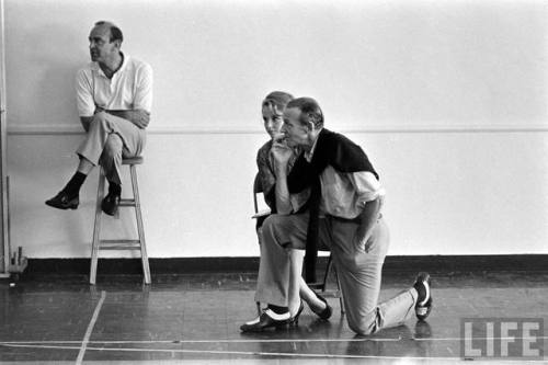 Fred Astaire during a rehearsal for Astaire Time with his daughter Ava and choreographer Hermes Pan,