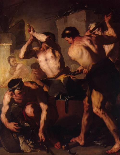 artist-luca-giordano: The Forge of Vulcan, 1660, Luca Giordano