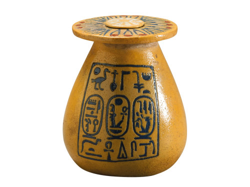 Kohl jar bearing the names of Amenhotep III and TiyeThe vase reads, center line, then left, then rig
