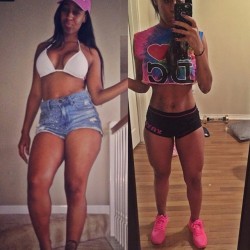 ebonyfitness:  @AvianceDestinee  I see the weight loss and the toned body in the 2nd picture, however you looked fit and fine in 1st picture.