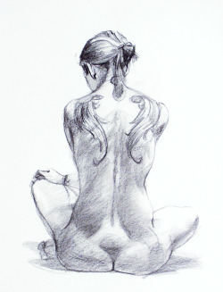 thomasdrawn:  Mylissa, Arc studio, Jan 8, 2016. Oil-based pencil on prepared paper, 18 x 24″ 