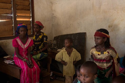 A Peule family is displaced near the mosk of PK12 in Bangui, Central African Republic.  Hundreds of 