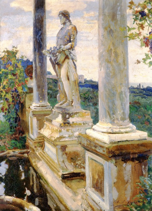 books0977:Statue at Vertumnus at Frascati (1907). John Singer Sargent (American, 1856-1925). Oil on 