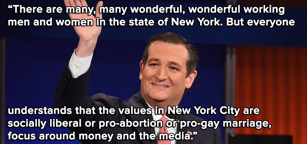 Ted Cruz hates “New York values” unless he’s raising money from gay donors in ManhattanSen. Ted Cruz of Texas ripped “New York values” at the sixth Republican presidential debate Thursday night, a line of attack he’s been using against Donald Trump....