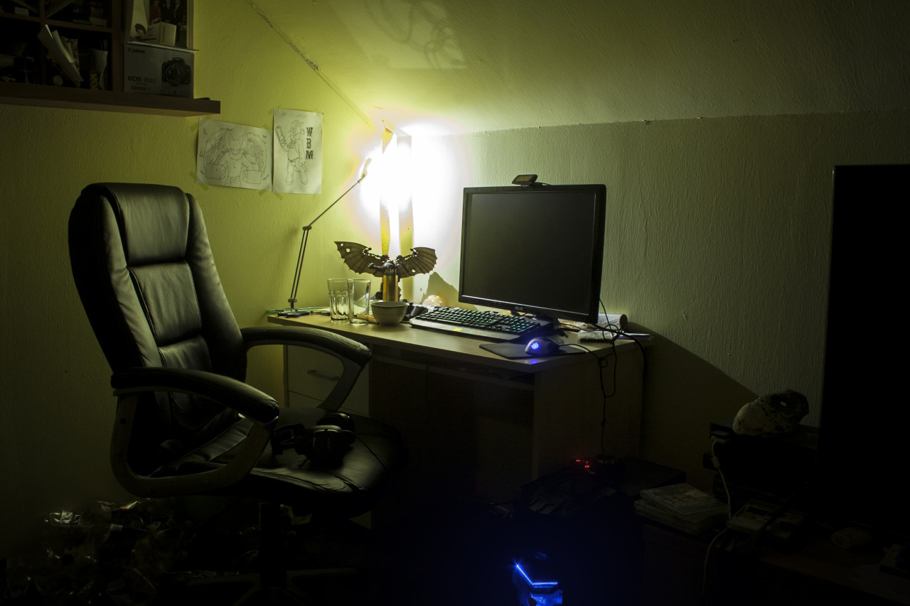 My desk and my pc set-up at night (long-exposure shot) aka &mdash;&mdash;&mdash;&mdash;&mdash;&mdash;&mdash;&ndash;Important