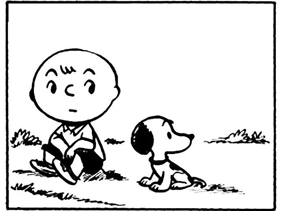 talesfromweirdland:Very early drawing (1950) of Charlie Brown and Snoopy, by Charles