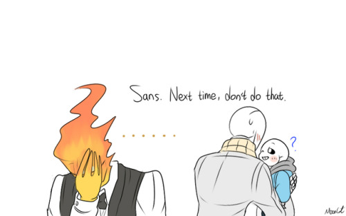 redkammy: mooncatyao:  [Fall down] Grillby & little Sans This is the next part about [Adult] <First part>(Previous)/(NEXT)[GLS timeline]​  I bet later on Sans remembers this and slowly, embarrassingly comes to a realization. (o////o) 