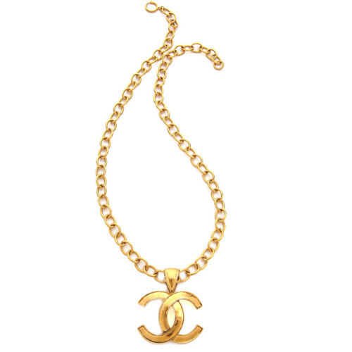 What Goes Around Comes Around Vintage Chanel Big Cc Pendent Necklace - Gold ❤ liked on Polyvore (see