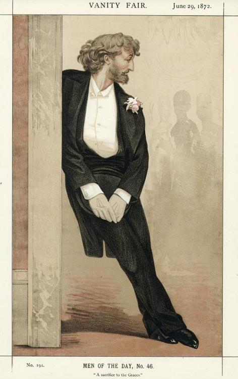 artist-tissot: Caricature of Frederic Leighton, 1872, James Tissot