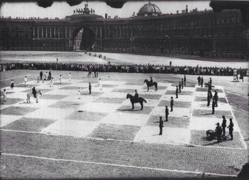 HUMAN CHESS! eat your heart out, Ron Weasley… -St. Petersburg, Russia,1924