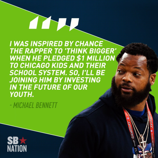 Michael Bennett is donating all his 2017 endorsement money to charity